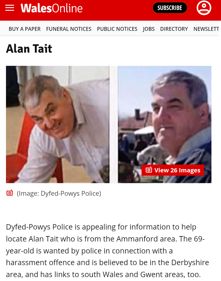 News article that appeared in Wales online